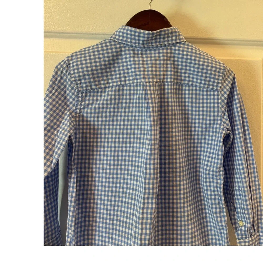 Ralph Lauren Kids Blue Gingham Cotton Button Down Shirt Size 5 Orange Pony